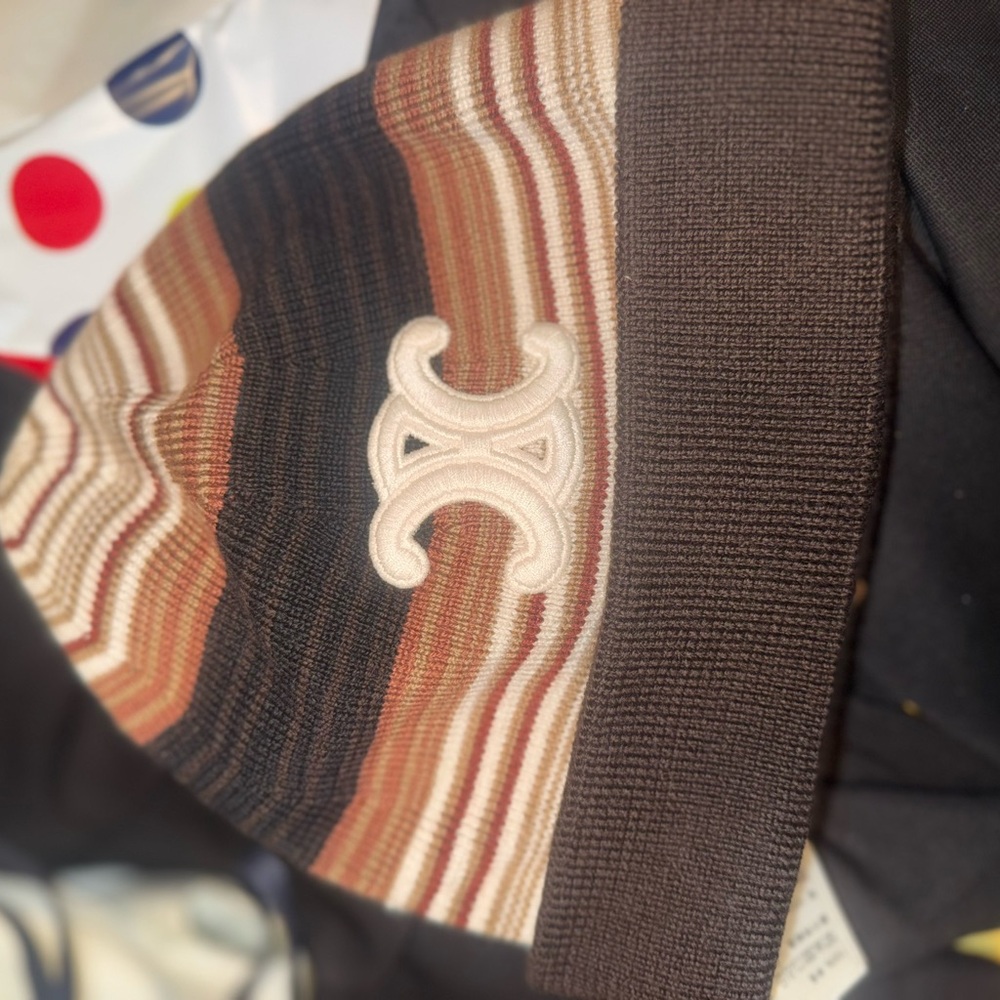 Celine Striped Beanie with Logo